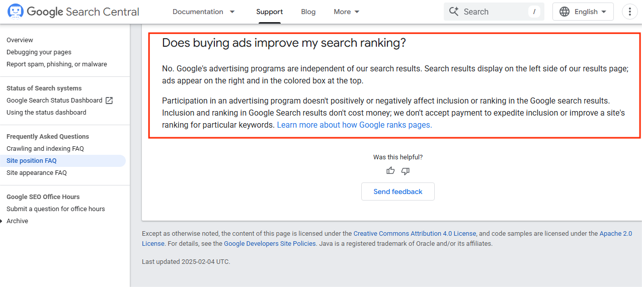 Can search ranking improve because of buying ads